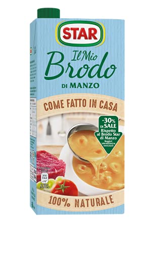 Star Il Mio Brodo Di Manzo - 30% Di Sale, 1L, Brodo Liquido Pronto, 100% Naturale, Senza Conservanti, Senza Glutine E Senza Glutammato Aggiunto, Ottim