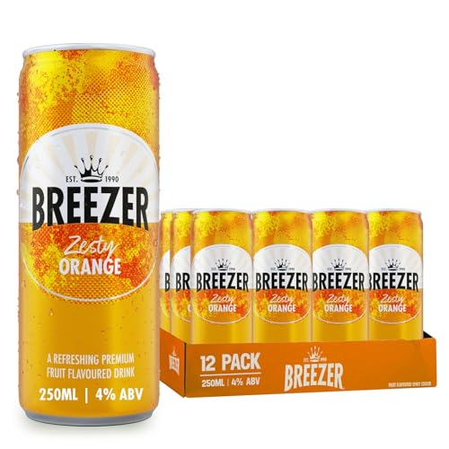 Breezer Arancia Alcoliche Aromatizzate All'Arancia, Pronte Da Bere, Lattine Alcoliche Premiscelate, 4% Abv, 12 X 25Cl / 250Ml