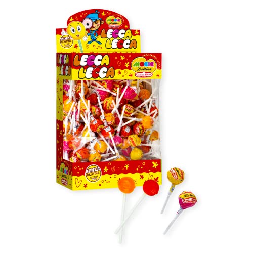 Casa Del Dolce Magic Lollies Chupas, Lecca Lecca Gusto Arancia E Fragola, Box Da 200 Pezzi, Incartati Singolarmente, Made In Italy, Senza Glutine, Sen