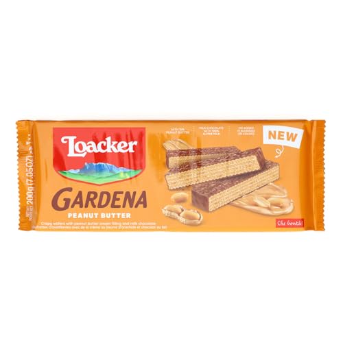 Loacker, Gardena Peanut Butter, Golose Cialde Di Wafer Farcite Con Burro D'Arachidi E Ricoperte Di Cioccolato Al Latte, Snack Dolci, Confezione Da 200