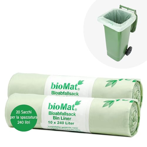 Biomat 240 Lt Abfallsack Sacco Per La Spazzatura, 240 Litri, Bioplastica, Verde