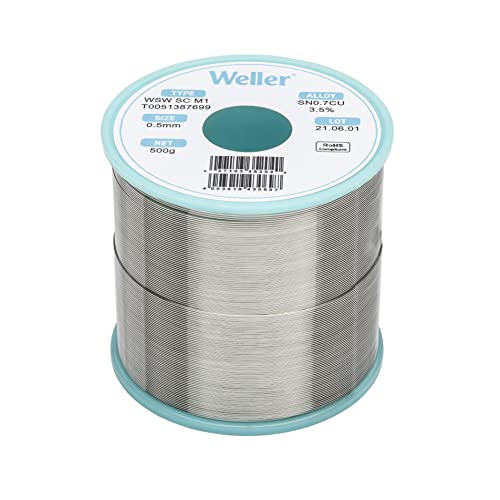 Weller Wsw Sc M1 (T0051387699) Filo Saldante, Ø 0.5Mm, 500G, Lega Sn99.3Cu0.7, Contenuto Di Fondente 3,5%