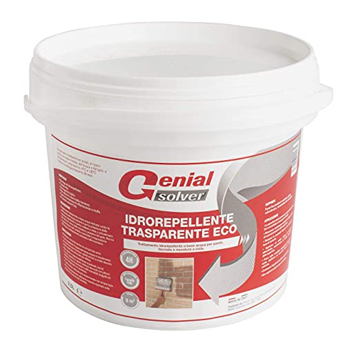 Genial Solver Idrorepellente Trasparente Eco - Antipioggia Facciate - Trattamento Idrorepellente Per Tutte Le Superfici, 2,5 Litri…