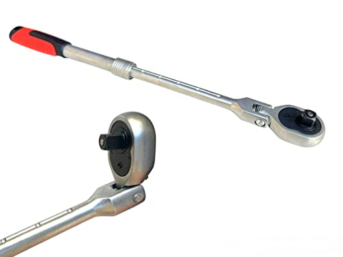 Taniashop Chiave A Cricchetto Telescopica Con Attacco Da 1/2" 72 Denti Reversibile Con Testa Snodata Regolabile Fino A 90° Cricchetto Allungabile Chia