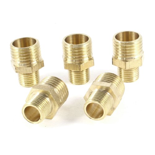 Sourcingmap A13073100Ux0028-5Pezzi Da 1/4"A 1/8 Pt" Pt Filetto Maschio In Ottone Accoppiamento Del Tubo Raccordo Diritto