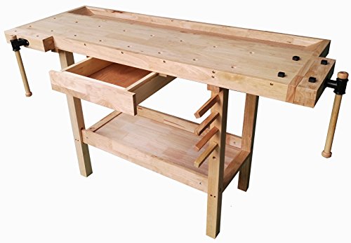 Banco Da Lavoro Brico In Legno 137X50X86H. Tavolo In Legno Per Lavori Di Bricolage, Falegname E Fai Date