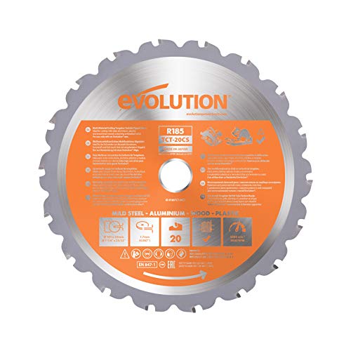 Evolution Power Tools Lama Tct Multimateriale R185Tct-20Cs (Rage) Per Tagliare Legno, Metallo E Plastica, 185 Mm