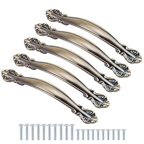 Tsunnee Maniglie Arcuate Vintage Per Armadietti, Antiche, Maniglie Per Porte E Mobili, Lunghezza 15,7 Cm (Foro Centrale 9,6 Cm), Bronzo Verde, Confezi