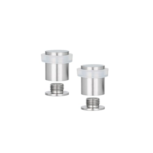 Evi Herrajes | Pack Con 2 Fermaporte | 25 X 25 Mm | Base Filettata | Gomma Bianca | Acciaio Inox | Compresi Vite + Tassello Di Fissaggio | Mod. I-181-