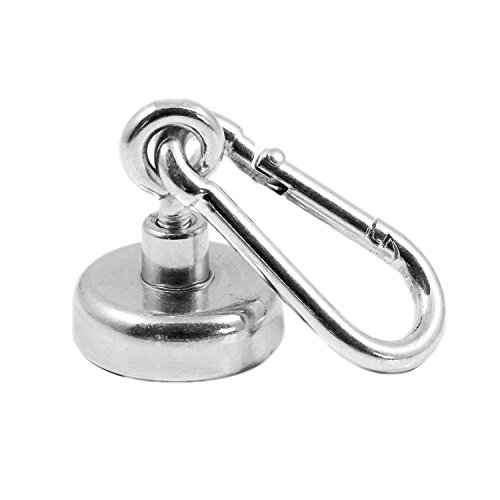 Magnetastico® N35 - Magnete Con Occhielli Al Neodimio Con Moschettone, Diametro 25 Mm, Forza Di Tenuta: 22 Kg, Forte Magnete Al Neodimio, Con Occhiell