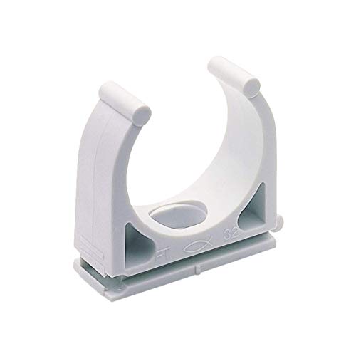 Fischer Clip 20 Fissatubo Aperto In Nylon, Fissaggio Tubi Per Installazioni Elettriche, Confezione Da 100 Pezzi, 98816, Grigio, 20 Mm Diametro