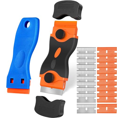 Gebildet 1Pc Raschietto A Doppia Testa + 1Pc Raschietto In Plastica Con 20 Lame - Raschietto Per Piano Cottura In Ceramica/Raschietto Per Pellicola Pe
