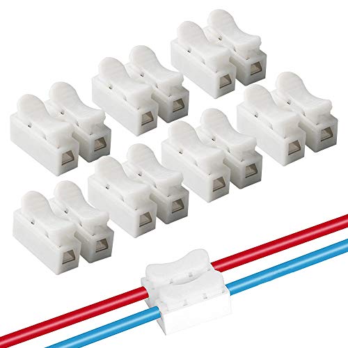 Qitindasen 100Pcs Premium Ch2 Connettore Molla Rapido, Morsetto A Molla Connettore, Set Morsettiera Molla Rapido (Bianco)