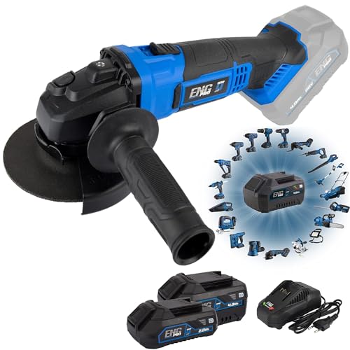 Smerigliatrice Angolare 125 Mm - Linea Professionale A Batteria One4All 20V – 10000 Rpm, Disco Da Taglio Incluso, 2 Batterie 2/4.0Ah E Caricabatteria 