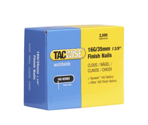 Tacwise 0295 Chiodi Di Finitura Galvanizzati Tipo 16G / 35 Mm, Confezione Da 2500, Argentato, 35Mm