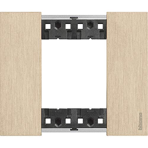 Bticino Ka4802Zw Placca Per Punto Luce, Serie Living Now, In Zama, Design Innovativo Con Spazio Aumentato Per Le Funzioni, 2 Moduli, Finitura Color Or