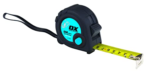 Ox Ox-T020608 Nastro Di Misurazione - Nastro Metrico Serie Trade - Nastro Di Misurazione Rivestito In Nylon Resistente - Nero/Blu - 8 M