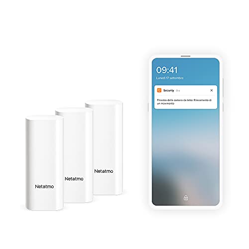 Netatmo Sensori Intelligenti Per Porte E Finestre Netatmo, Wireless, Monopezzo, Confezione Da 3, Rilevamento Di Vibrazione, Dtg-It