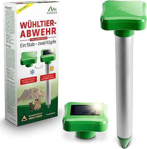 Gardigo® Repellente Ultrasuoni Anti Talpa Con Esclusiva Testina Intercambiabile | Dissuasore Talpe | Scaccia Talpe Ultrasuoni Solare | Fino A 700M² Ca