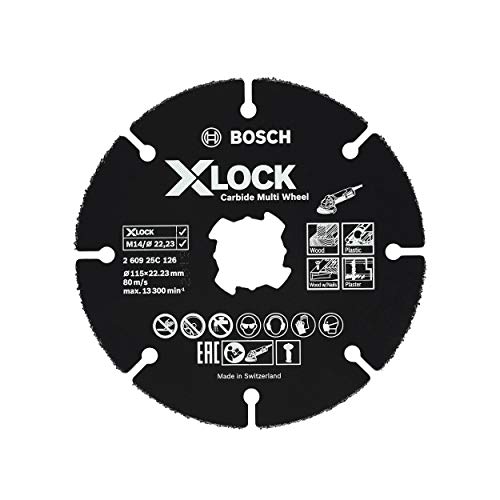 Bosch Professional 260925C126 Mola Da Taglio Carbide Multi Wheel Per Legno, Pareti A Secco, Tubi Di Rame, X-Lock, Accessorio Per Smerigliatrice Angola