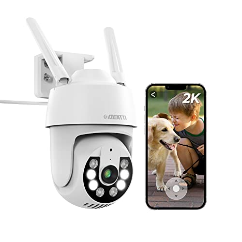 Telecamera Wi-Fi Esterno Senza Fili, Deatti 2K Ip Telecamera Sorveglianza Esterno, Audio Bidirezionale, Sensore Di Movimento, Visione Notturna, Ip66, 