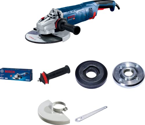 Bosch Professional Smerigliatrice Angolare Gws 24-180 Jz (2.400 Watt, Incl. Impugnatura Agg. Anti-Vibrazioni, Flangia Di Montaggio, Dado Di Serraggio,