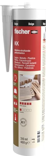 Fischer Kk Colla Adesivo Strutturale Di Montaggio Resistente All'Acqua, Per Mobili, Legno, Serramenti, Pvc, Pietra, Calcestruzzo E Cartongesso