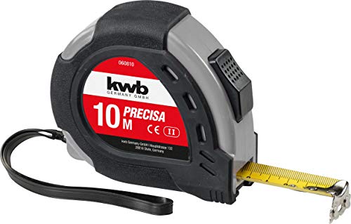 Kwb Misura Del Nastro Precisa Con Metro A Nastro Realizzato In Acciaio, 10 M, Con Anello A Mano, Incl. Attacco A Cinghia, Con Gancio Magnetico, Nastro