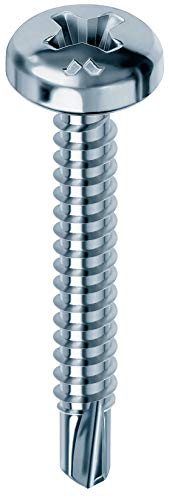 Mustad: 500 Viti Drillex® Autoperforanti, Testa Cilindrica, 4.2X25 Mm, Zincate Bianche