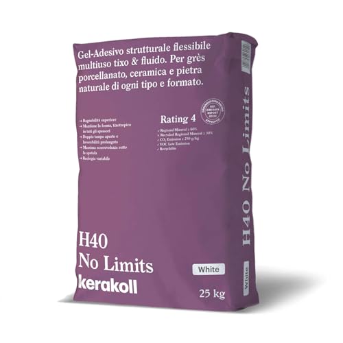Colla Adesivo Per Piastrelle Kerakoll H40 No Limits Bianco Shock Kg. 25