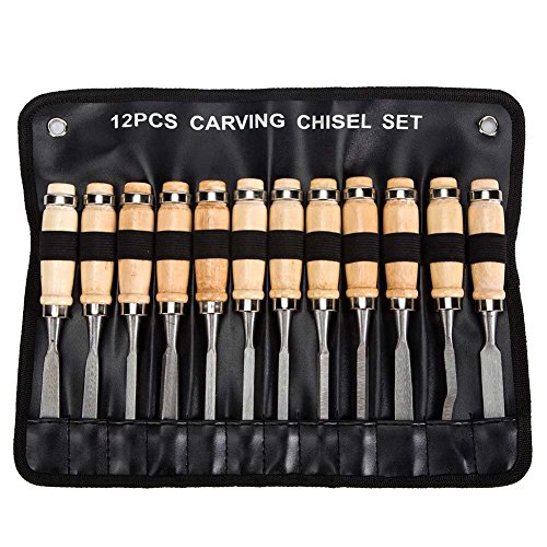 Set Di Scalpelli Per Legno Confezione Da 12 Sharp Woodworking Tools Con Custodia Da Trasporto - La Lavorazione Del Legno Intaglio Coltello Kit Perfett