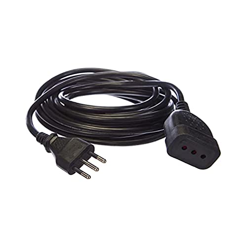 Electraline 46122 Prolunga 5 Mt Spina E Presa Bivalente 10/16A, Nero - Sezione Cavo 3G1 Mm²