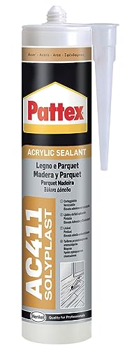 Pattex Sigillante Multiuso Acrilico Ac411, Silicone Per Legno, Ottimo Per Sigillatura Di Legno, Parquet, Armadi, Infissi, Zoccolini, Verniciabile, Col