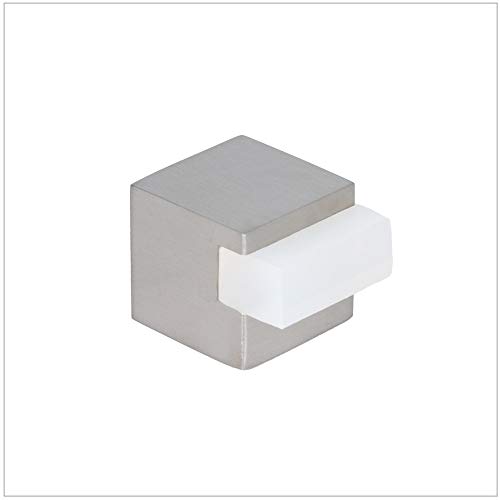 Evi Herrajes | Fermaporta Adesivo | 20 X 20 Mm | Gomma Bianca Di Silicone Naturale | Carré | Acciaio Inox | Ottima Adesione | 100% Funzionale | Mod. 1