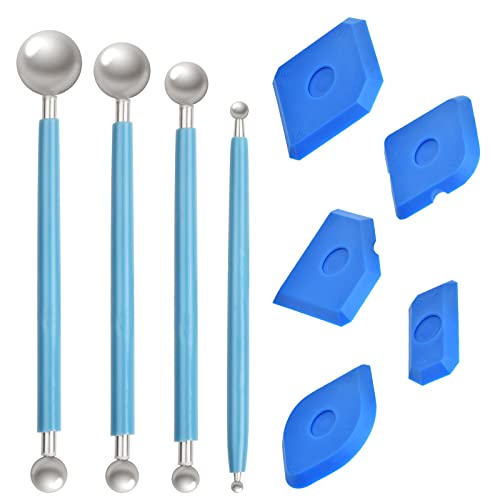 Vesaneae Strumento Di Tenuta In Silicone, 9Pcs Spatola Per Silicone Sigillante, Con 4 Pezzi Di Raschietto Per Colla, Raschietto Silicone Kit Per Rimuo