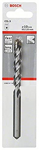 Bosch Accessories 1X Punte Da Calcestruzzo Cyl-3 (Per Calcestruzzo, Ø 10 X 80 120 Mm, Accessorio Perforatrice A Percussione)
