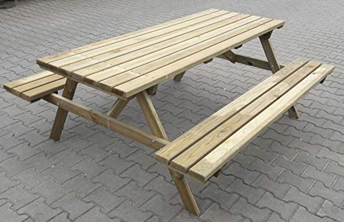 Set Tavolo Con Panche Picnic Impregnato Cm.180X160X71H