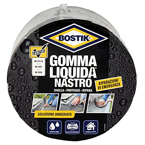 Bostik Gomma Liquida Nastro 5Mt, Nero, 7.7 X 12.2 X 12.2 Cm 960 Grammi