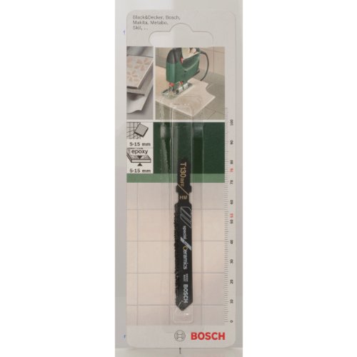 Bosch Accessories 2609256739 T 130 Rf - Lama Per Seghetto Alternativo Piastrellare Pareti, In Ceramica Morbida, Hm, Rivestimento Carburo, Grana 30