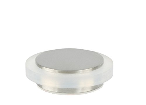 Evi Herrajes | Fermaporta Adesivo | 45 X 14 Mm | Gomma Bianca Di Silicone Naturale | Acciaio Inox | Ottima Adesione | 100% Funzionale | Mod. I-20335X1