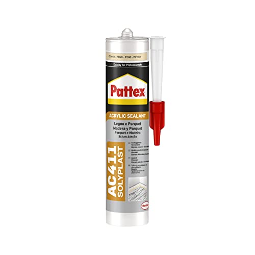 Pattex Sigillante Multiuso Acrilico Ac411, Silicone Per Legno, Per Sigillatura Di Legno, Parquet, Armadi, Infissi, Zoccolini, Verniciabile, Colore Pin