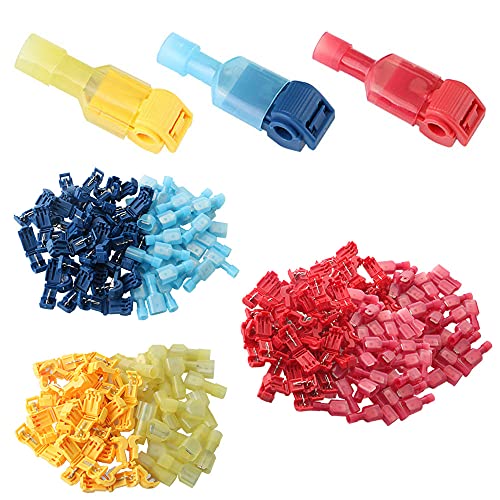 Fularr 150Pcs T-Tap Connettore Terminale, T-Tap Filo Elettrico Connettore Assortimento Kit, T-Tap Rapido Connettore E Isolato Maschio Spade Connettore