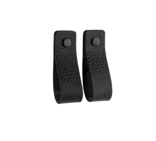 Brute Strength - Maniglie In Pelle Per Mobili - Nero - 2 Pezzi - 16,5 X 2,5 Cm - Maniglia Per Mobili, Maniglia Per Porte Per Cucina, Bagno, Armadi, Co