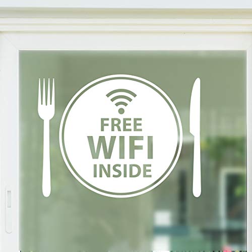 Wall4Stickers - Adesivo In Vinile Con Scritta "Free Wifi Inside Plate Window Sign Graphics Cafe Shop Salon Bar Restaurant