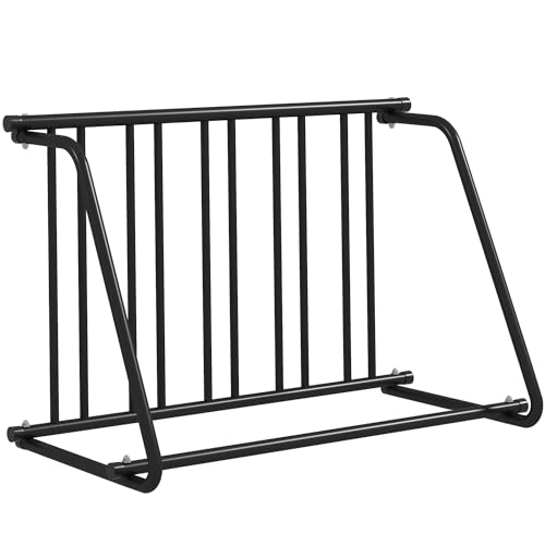 Durhand Rastrelliera Per Biciclette A 3 Posti, Parcheggio Per 3 Bici Universale, 114X58X75Cm, Nero