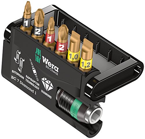 Wera 05057416001 Assortimento Di Bit, Check 7, Colore Bronzo, Set Di 7 Pezzi