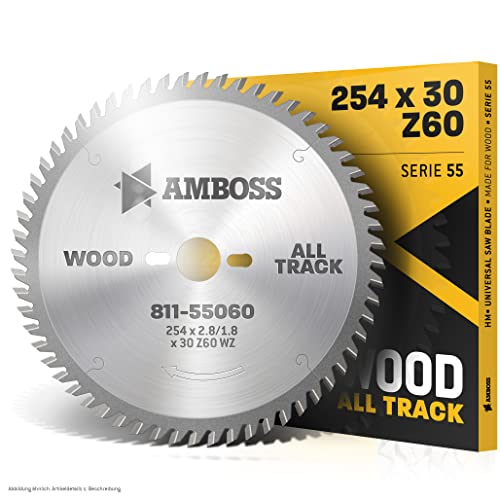 Incudine – Hm Tavolo Lama Per Sega Circolare Per Legno – Ø 254 Mm X 2,8 Mm X 30 Mm | Adatto Per Bosch Gts 10 O Metabo Ts254 | Denti Alternati