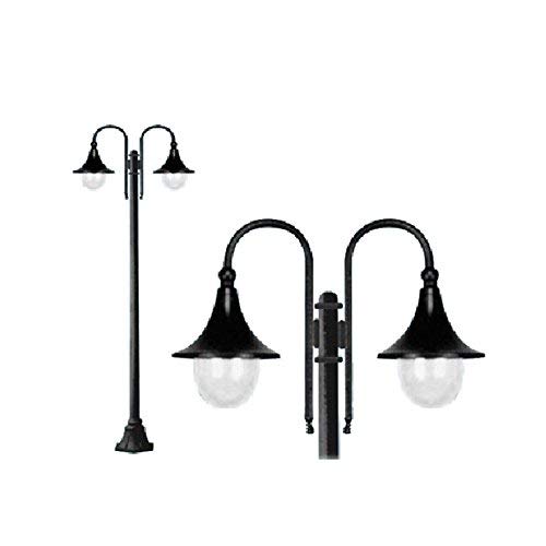 Lampione Lanterna Lampada Alluminio 2 Luci Cigno Palo Cm.200H Illuminazione Esterno