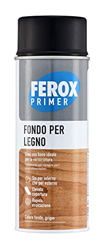 Ferox Fondo Per Legno 400 Ml, Fondo Aggrappante Per Verniciatura, Colore Grigio, Primer Superfici Interno/Esterno, Primer Legno, Rapida Essicazione, L