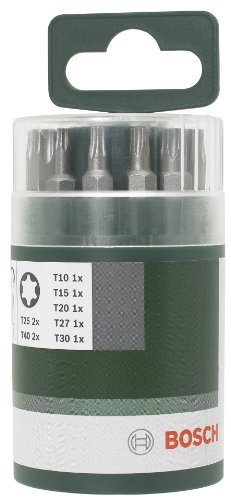 Bosch 2609255976 - Set Punte Per Cacciavite Torx 25 Mm Incluso Supporto Universale, Qualità Standard, 10 Pezzi